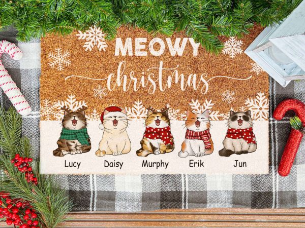 Personalized Cat Coir Doormat, Cat Welcome Mat, Cat Doormat Gift For Christmas