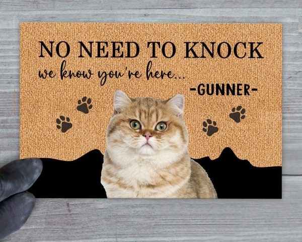 Personalized Cat Photo Welcome Mat, Custom Cat Doormat, For Cat Mom Gifts