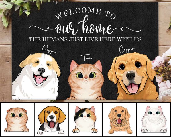 Personalized Dog and Cat Doormat, Cat And Dog Doormat, Pet Lovers Gifts