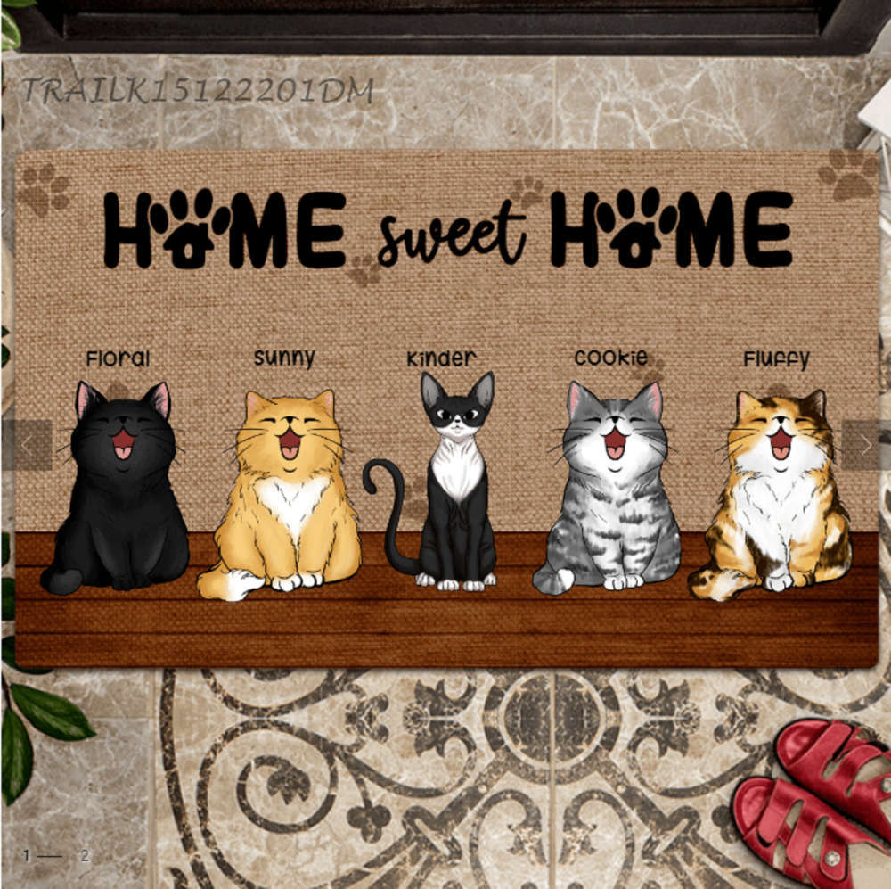 Home Sweet Home Doormat, Home Decor, Custom Doormat, Welcome Mat,  Housewarming, Front Door Mat, Welcome Doormat, Pet Home, Paw Print 