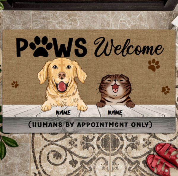 Paws Welcome Humans By Appointment Only Pet Doormat, Gift For Pet Lovers