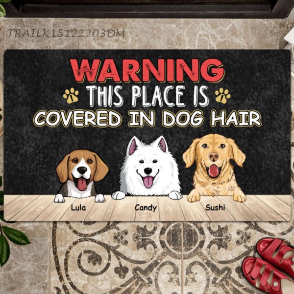 Warning This Place Is Covered In Dog Hair Doormat, Gift For Pet Lovers