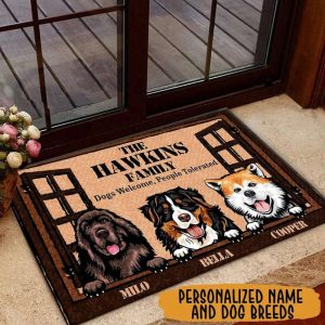 Dog Welcome People Tolerated Custom Doormat,…