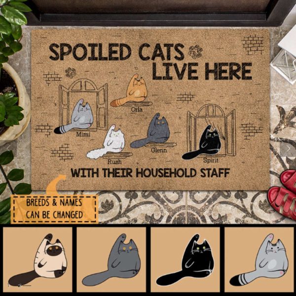 Personalized Cat Doormat, Spoiled Cats Lived Here Doormat, Gift For Cat Lovers