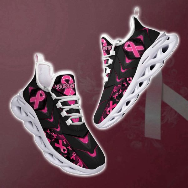 Personalized Name Breast Cancer Awareness Max Shoes, Breast Cancer Warrior Gifts