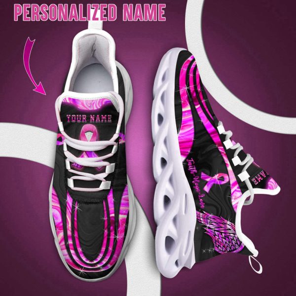 Personalized Name Breast Cancer Awareness Max Shoes, Breast Cancer Warrior Gifts