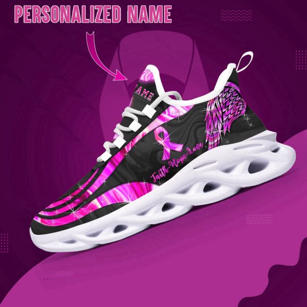 Personalized Name Breast Cancer Awareness Max Shoes, Breast Cancer Warrior Gifts