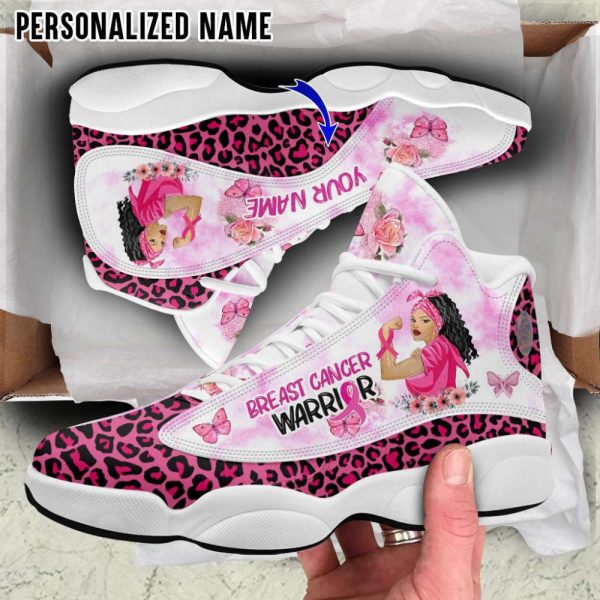 Personalized Name Breast Cancer Awareness Shoes, Custom Ribbon Shoes, Breast Cancer Gifts