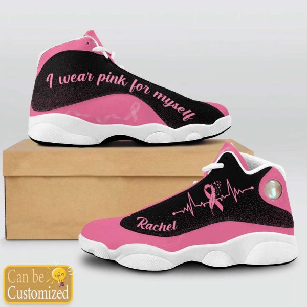 Personalized Name Breast Cancer Awareness Shoes, I Wear Pink For Myself For Breast Cancer