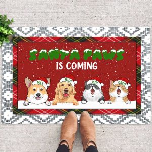 Santa Paws Is Coming Doormat, Personalized…