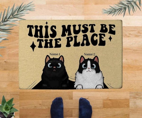 Personalized This Must Be The Place Cat Doormat, Personalized Cat Doormat For Pet Lovers