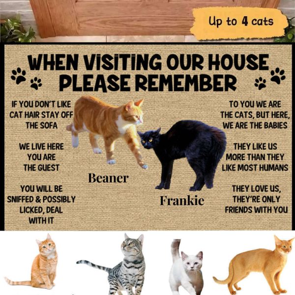 Please Remember When Visiting Cats House Personalized Doormat, For Cat Lovers