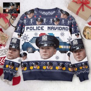 Police Navidad, Personalized Photo Ugly Sweater,…