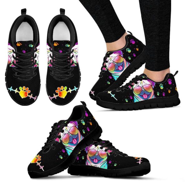 Pug Dog Lover Shoes Art Colorful Sneakers Walking Running Lightweight Casual Shoes For Pet Lover