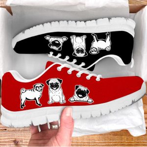 pug dog lover shoes red black color sneakers walking running lightweight casual shoes for pet lover 2.jpeg