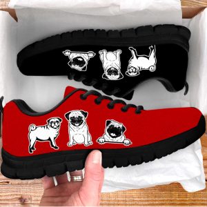 pug dog lover shoes red black color sneakers walking running lightweight casual shoes for pet lover 3.jpeg