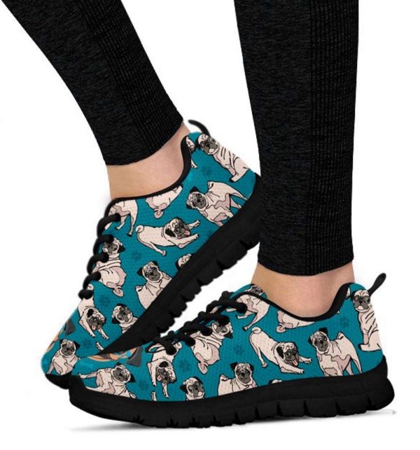 Pug Life Womens Sneakers Black Sole Running Custom Gifts Pet Dog Lovers