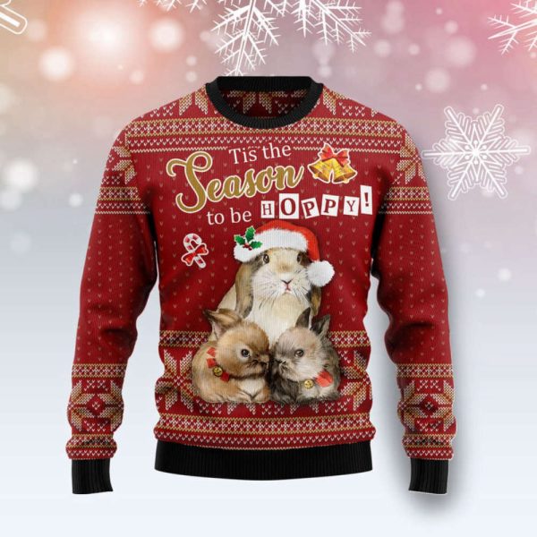 Rabbit Hoppy Ugly Chrsistmas Sweater, Christmas Unisex For Womens And Mens