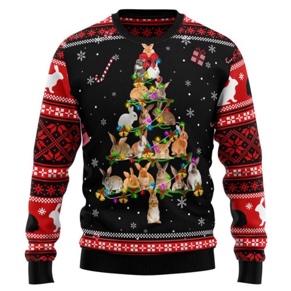 Rabbit Pine Christmas All Over Print Ugly Christmas Sweater, Christmas Sweater For Men And Women
