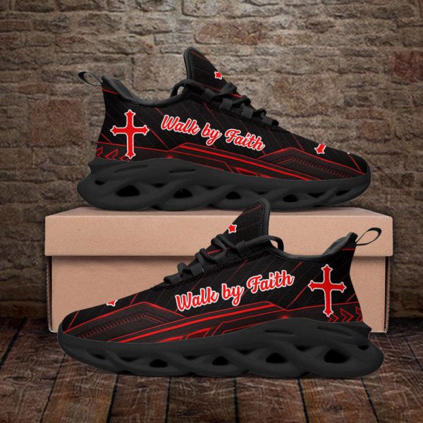 Red Jesus Walk By Faith Running Sneakers 2 Max Soul Shoes  For Men And Women