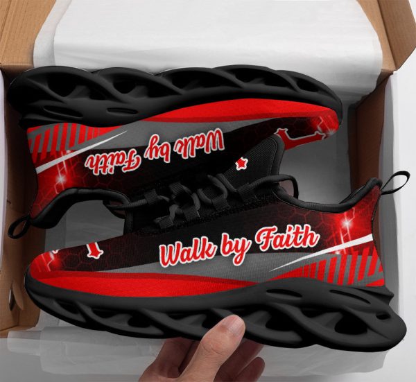 Red Jesus Walk By Faith Running Sneakers 3 Max Soul Shoes  For Men And Women