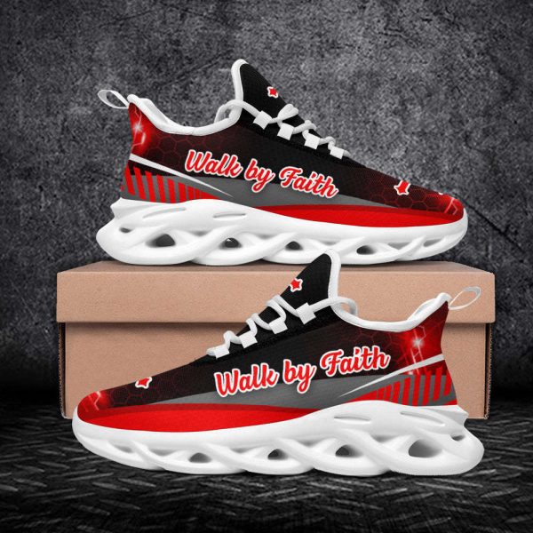 Red Jesus Walk By Faith Running Sneakers 3 Max Soul Shoes  For Men And Women
