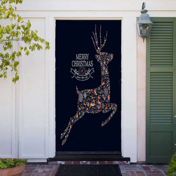 Reindeer Christmas Door Cover- Christmas Door Covers – Christmas Gift For Family