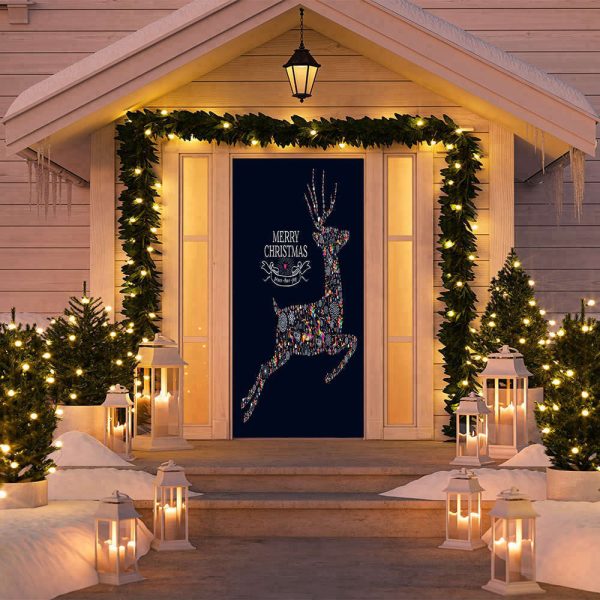 Reindeer Christmas Door Cover- Christmas Door Covers – Christmas Gift For Family