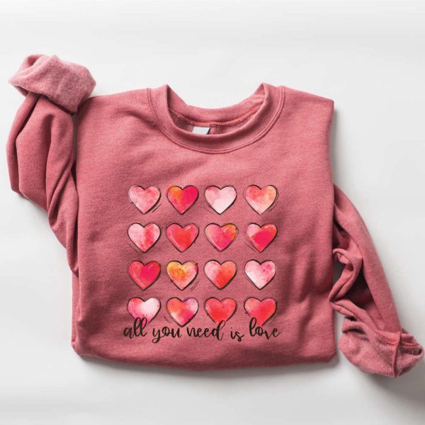 Retro Heart Valentines Sweatshirt, Womens Valentine Sweatshirt, Gift For Lover