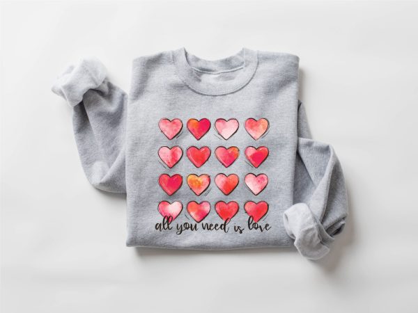 Retro Heart Valentines Sweatshirt, Womens Valentine Sweatshirt, Gift For Lover