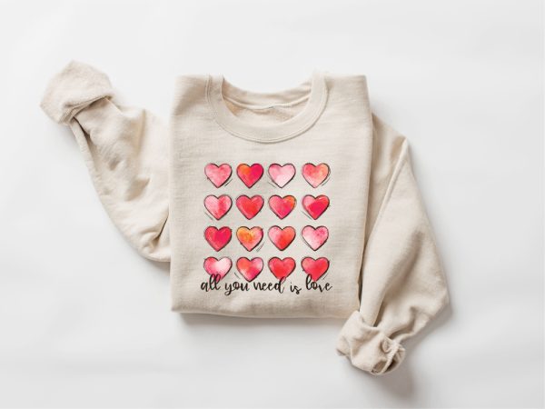 Retro Heart Valentines Sweatshirt, Womens Valentine Sweatshirt, Gift For Lover