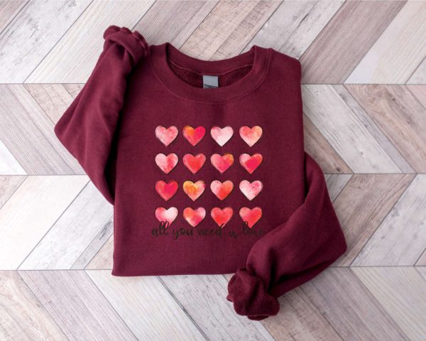 Retro Heart Valentines Sweatshirt, Womens Valentine Sweatshirt, Gift For Lover