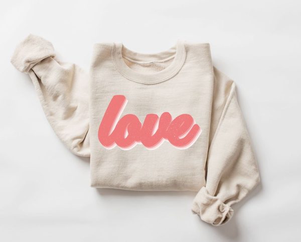 Retro Love Sweatshirt, Cute Valentines Sweatshirt, Women Valentine Gift