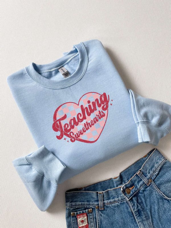 Retro Teaching Sweethearts, Sweatshirt Gift For Teachers, Groovy Teacher Shirt For Women