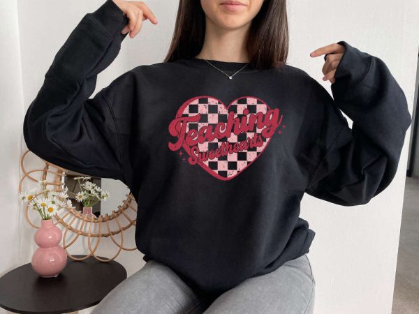 Retro Teaching Sweethearts, Sweatshirt Gift For Teachers, Groovy Teacher Shirt For Women