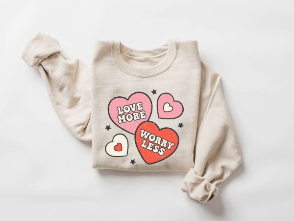 Retro Valentines Day Sweatshirt, Cute Hearts Sweatshirt, Gift For Women