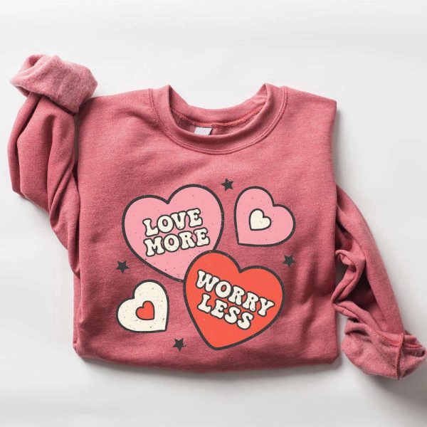 Retro Valentines Day Sweatshirt, Cute Hearts Sweatshirt, Gift For Women