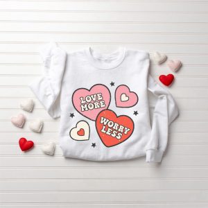 Retro Valentines Day Sweatshirt, Cute Hearts…