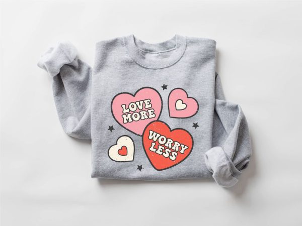 Retro Valentines Day Sweatshirt, Cute Hearts Sweatshirt, Gift For Women