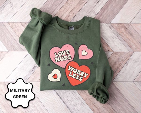 Retro Valentines Day Sweatshirt, Cute Hearts Sweatshirt, Gift For Women