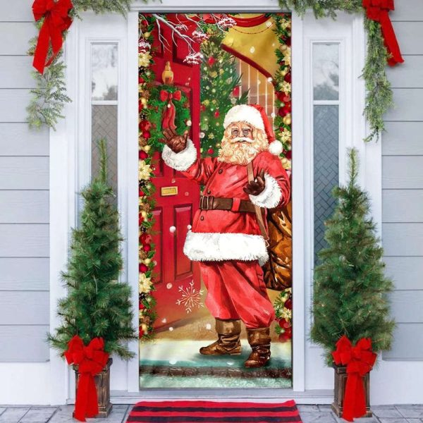 Santa Claus Christmas Is Coming Door Cover, Gift For Christmas