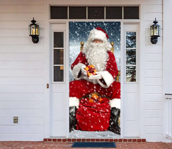 Santa Claus Door Banner, Holiday New Year Front Door Cover, Gift For Family