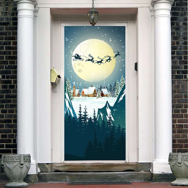 Santa Claus Door Cover For Christmas Decor, Holiday Christmas Door Banner