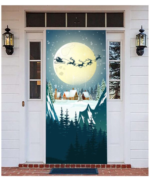 Santa Claus Door Cover For Christmas Decor, Holiday Christmas Door Banner