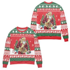 santa claus football snowflake pattern ugly christmas sweater gift for christmas all over print 3d sweater red green 2.jpeg