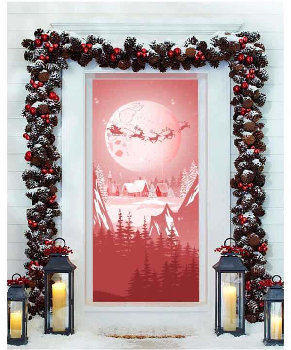 Santa Claus Door Cover, Holiday Merry Christmas Door Cover, For Christmas Decor