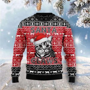 Santa Claws Cat Ugly Christmas Sweater,…