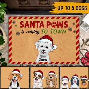 Santa Paws Christmas Personalized Dog Doormat,…