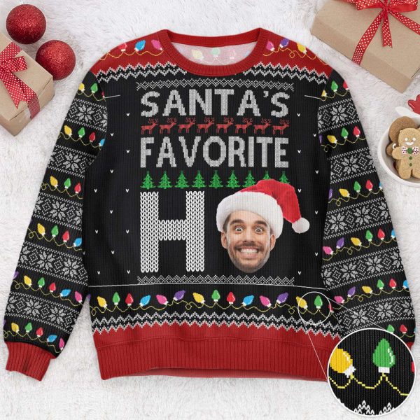 Santa’s Favorite Ho Custom Face, Personalized Photo Ugly Sweater, For Men And Women