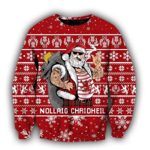 Scottish Gangster Santa Red Ugly Christmas…